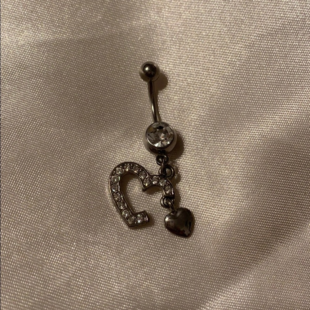 Diamond chipped heart belly ring